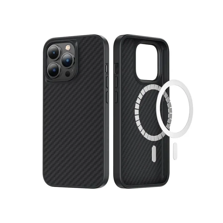 Apple iPhone 13 Pro Kılıf M-safe Özellikli Karbon Fiber Benks Essential Kevlar Kapak