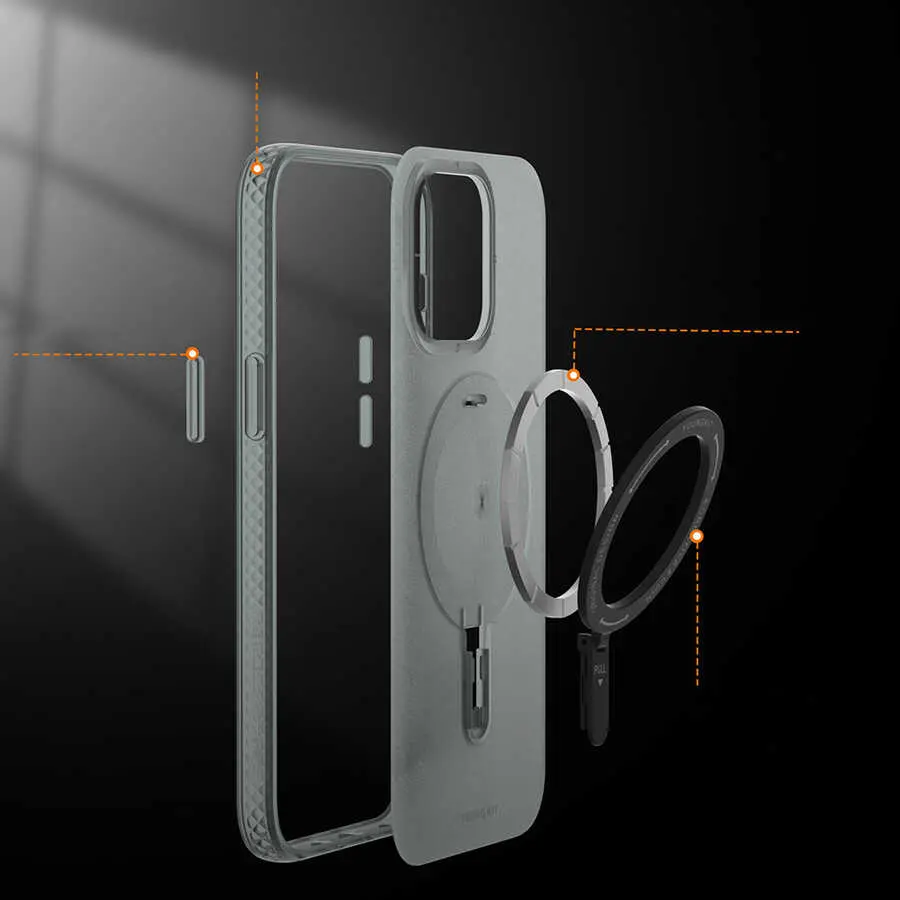 iPhone 13 Pro MagSafe Uyumlu Şeffaf Kılıf - Youngkit Rock Serisi