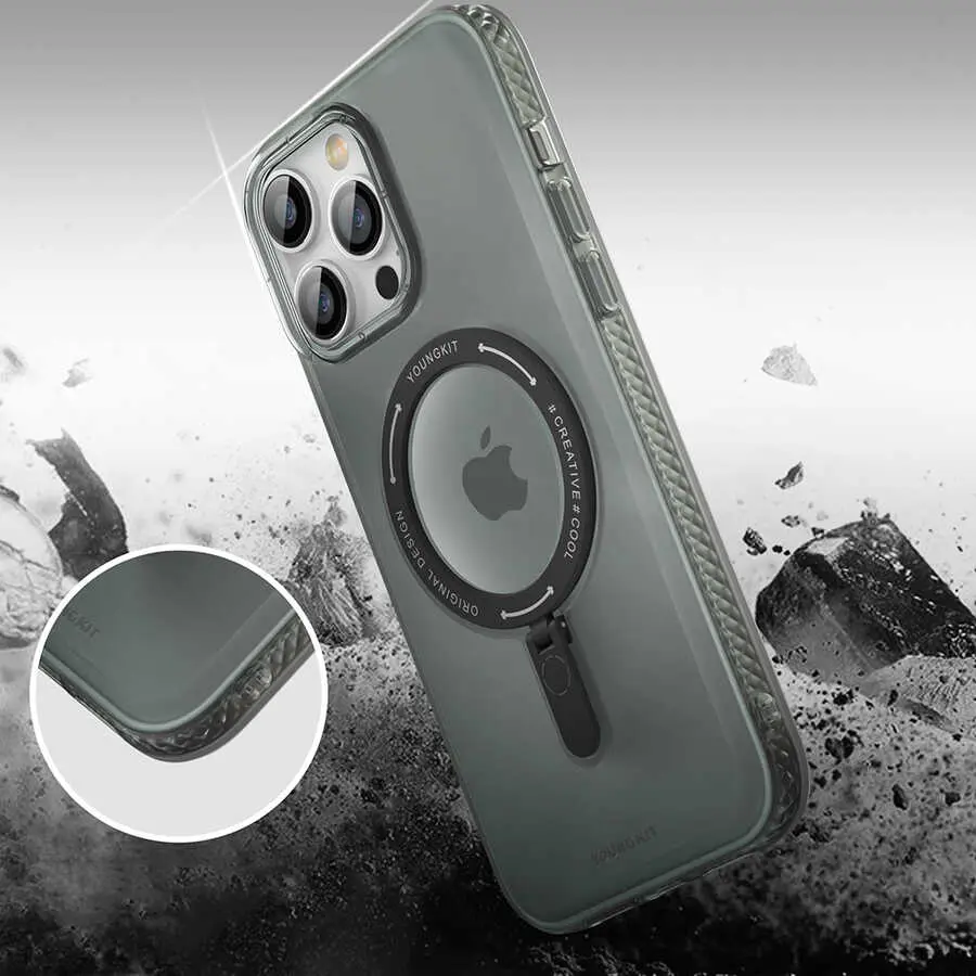 iPhone 13 Pro MagSafe Uyumlu Şeffaf Kılıf - Youngkit Rock Serisi