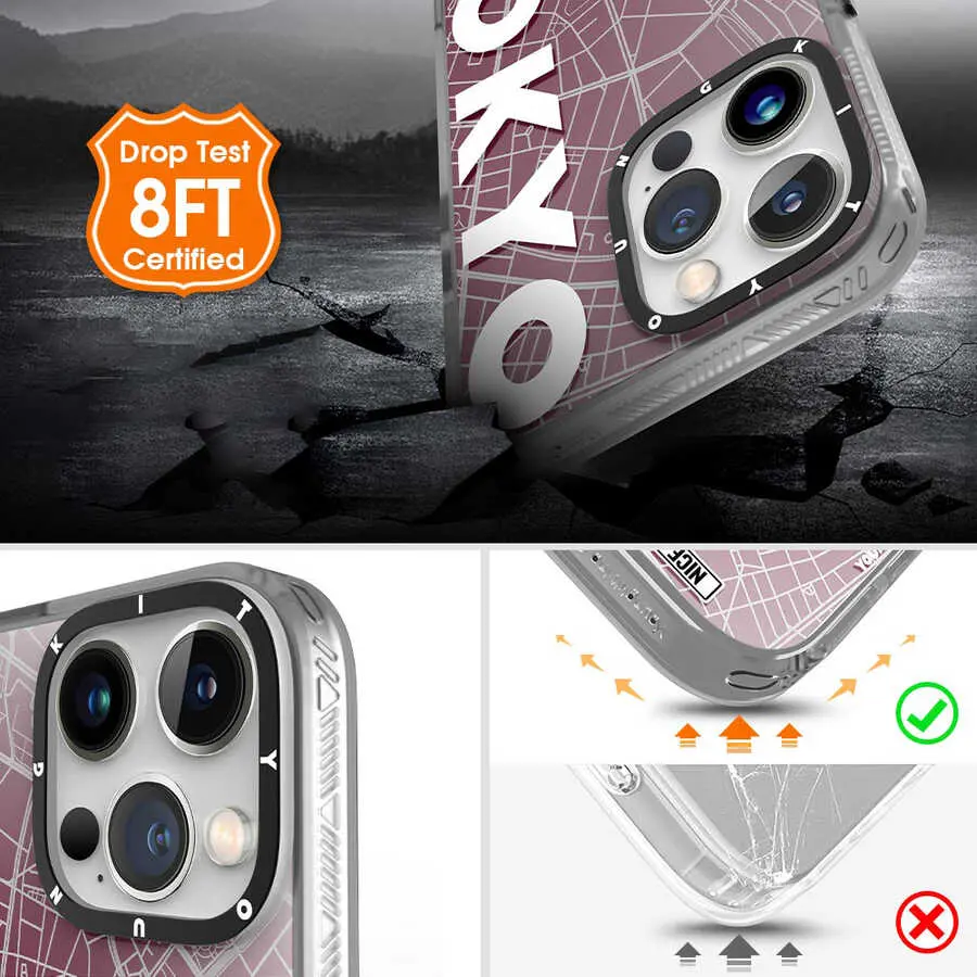 iPhone 13 Pro Kılıf, Şehir Desenli Darbe Emici Kapak - YoungKit World Trip