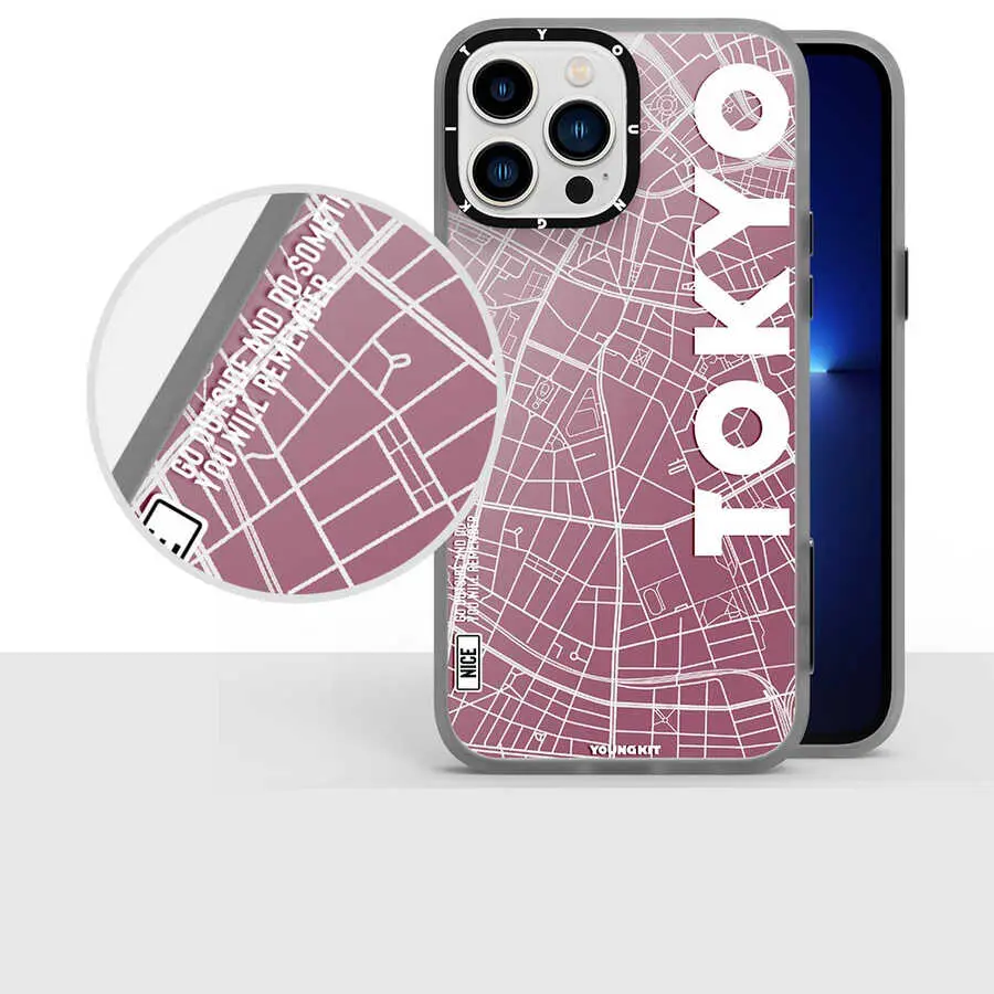iPhone 13 Pro Kılıf, Şehir Desenli Darbe Emici Kapak - YoungKit World Trip