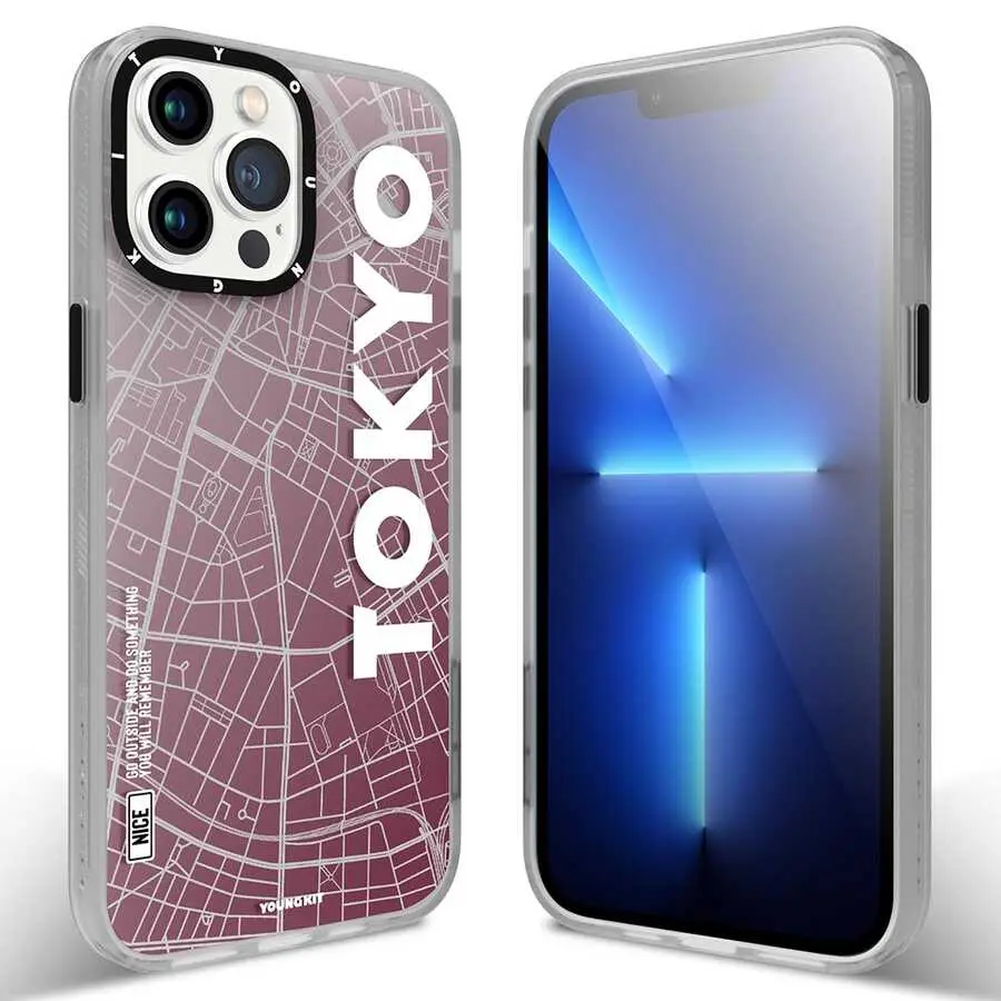 iPhone 13 Pro Kılıf, Şehir Desenli Darbe Emici Kapak - YoungKit World Trip