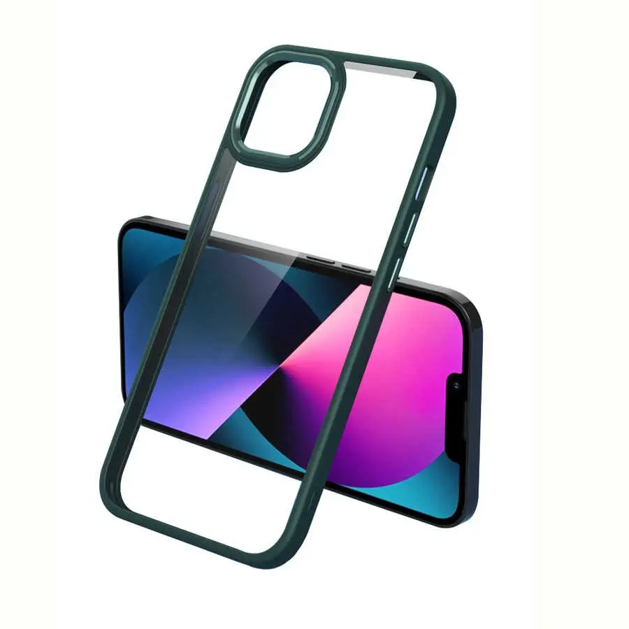 iPhone 13 Pro Şeffaf Arka Yüzeyli Kılıf - Zore Krom Kapak