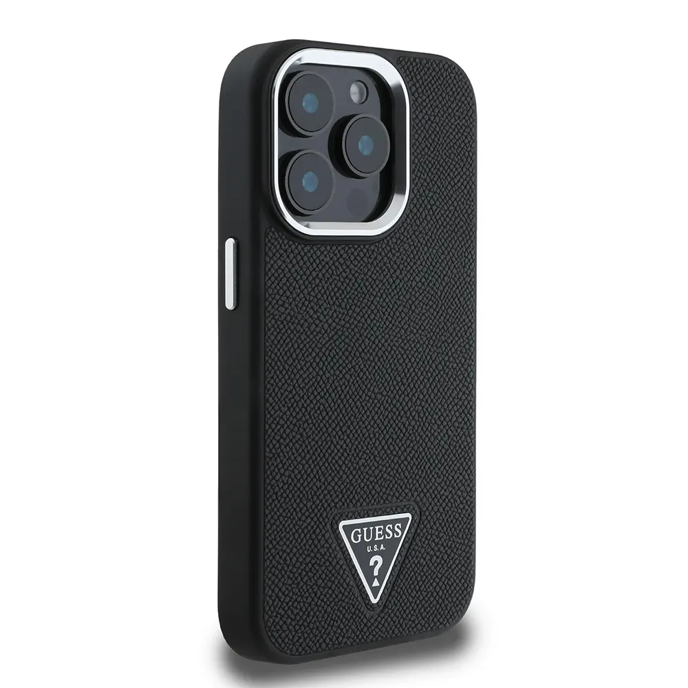 Apple iPhone 13 Pro Max Kılıf Guess Orjinal Lisanslı M-safe Şarj Özellikli Grained Triangle Kapak