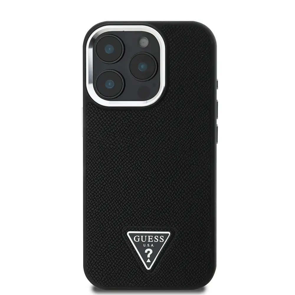 Apple iPhone 13 Pro Max Kılıf Guess Orjinal Lisanslı M-safe Şarj Özellikli Grained Triangle Kapak