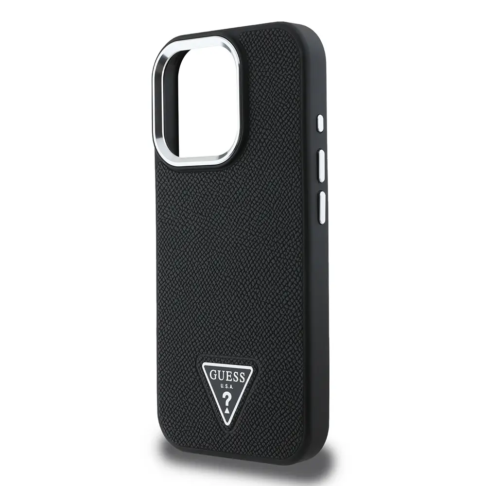 Apple iPhone 13 Pro Max Kılıf Guess Orjinal Lisanslı M-safe Şarj Özellikli Grained Triangle Kapak