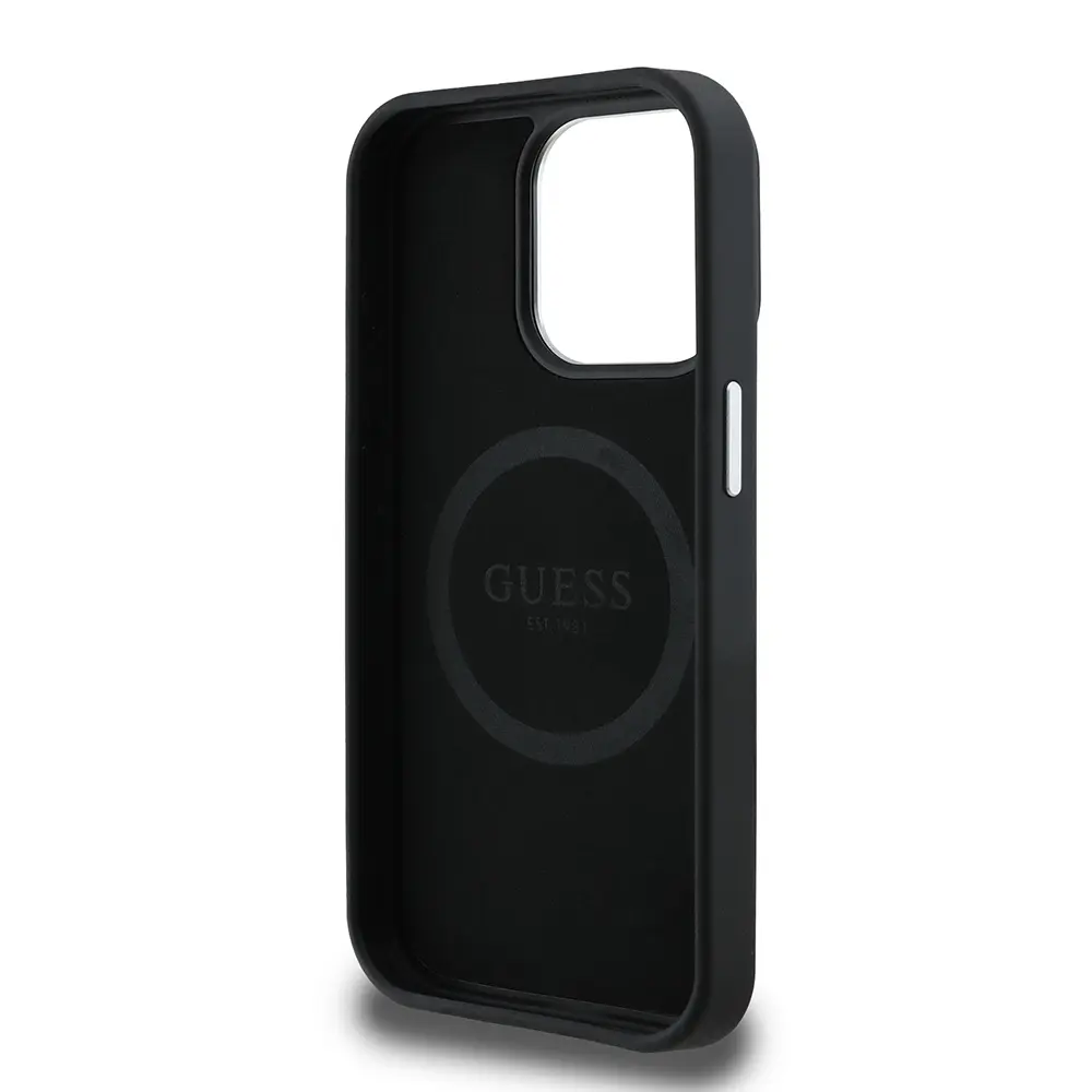 Apple iPhone 13 Pro Max Kılıf Guess Orjinal Lisanslı M-safe Şarj Özellikli Grained Triangle Kapak