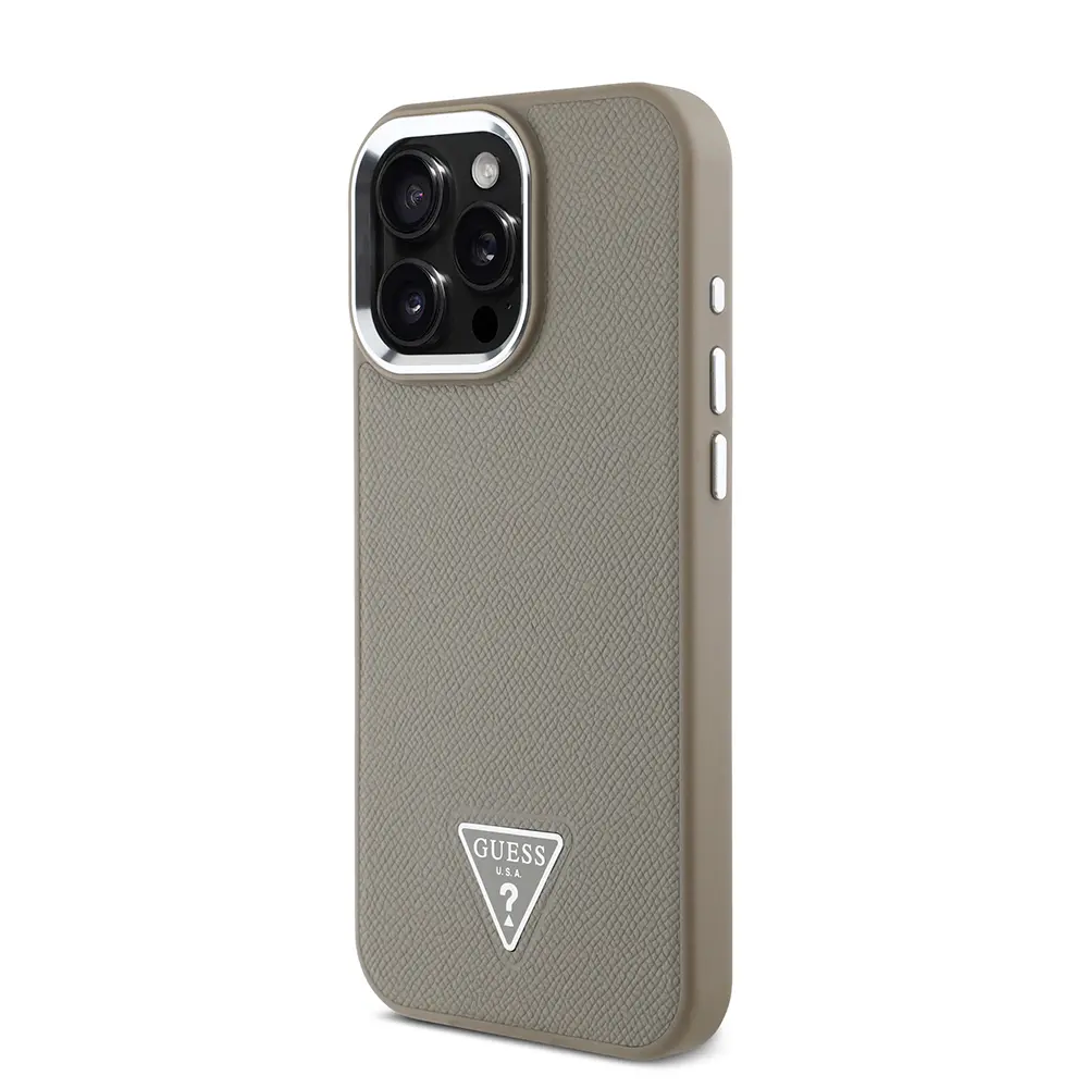 Apple iPhone 13 Pro Max Kılıf Guess Orjinal Lisanslı M-safe Şarj Özellikli Grained Triangle Kapak