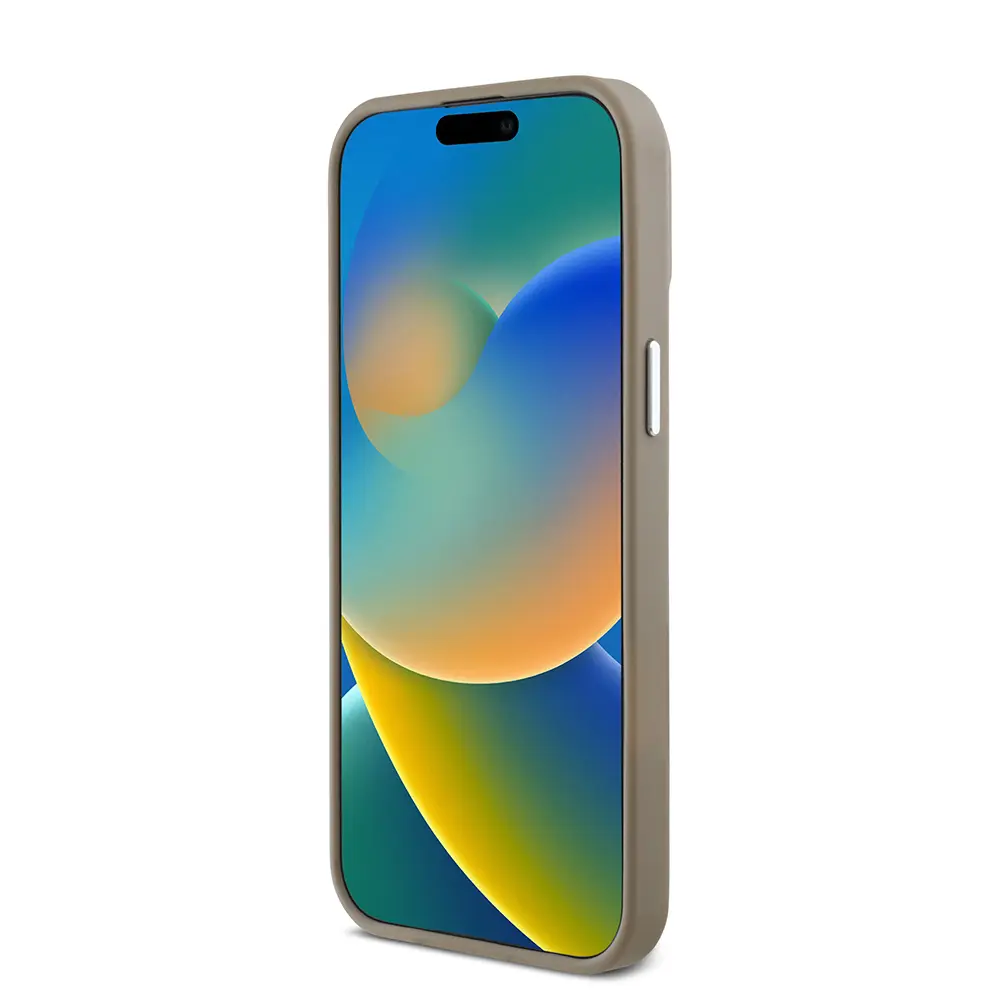 Apple iPhone 13 Pro Max Kılıf Guess Orjinal Lisanslı M-safe Şarj Özellikli Grained Triangle Kapak
