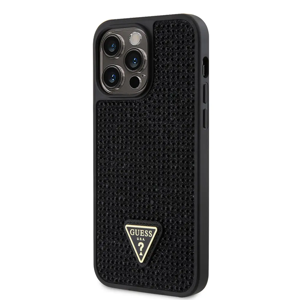 iPhone 13 Pro Max Taşlı Arka Yüzey Üçgen Logolu Kılıf - Guess