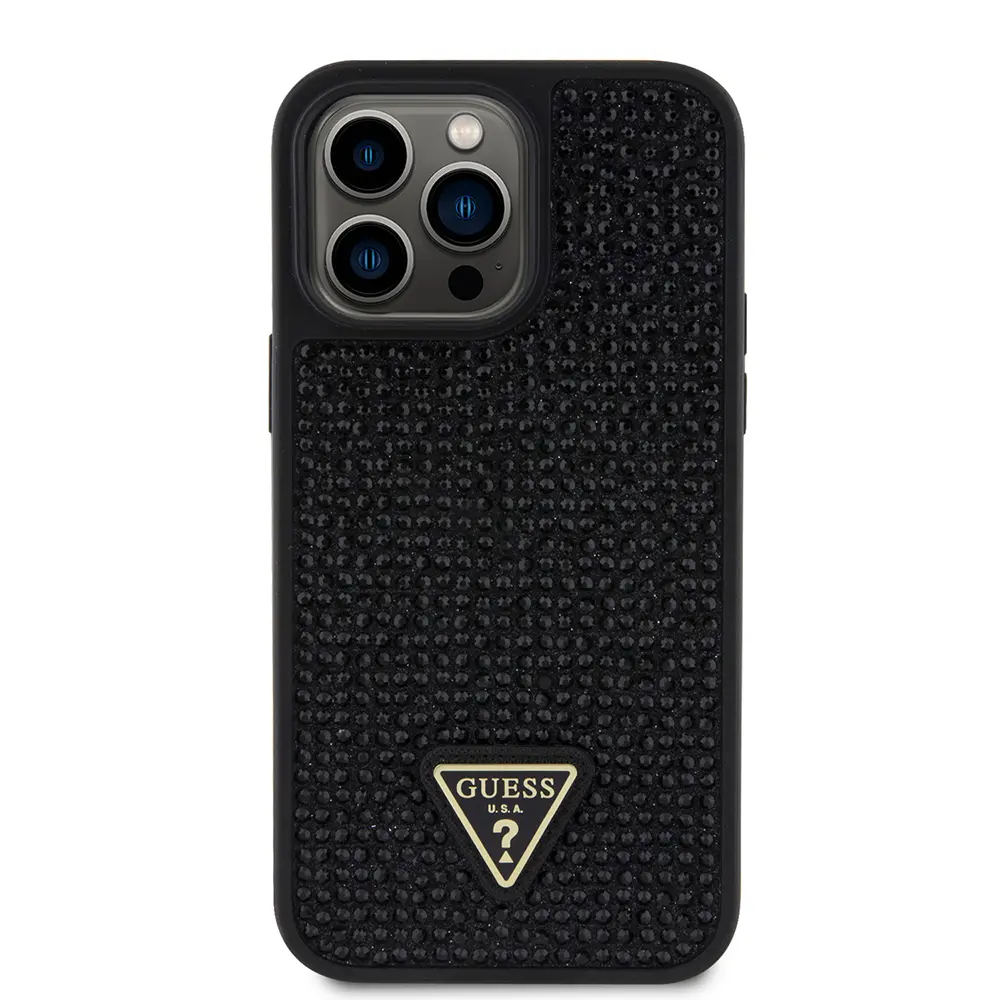 iPhone 13 Pro Max Taşlı Arka Yüzey Üçgen Logolu Kılıf - Guess