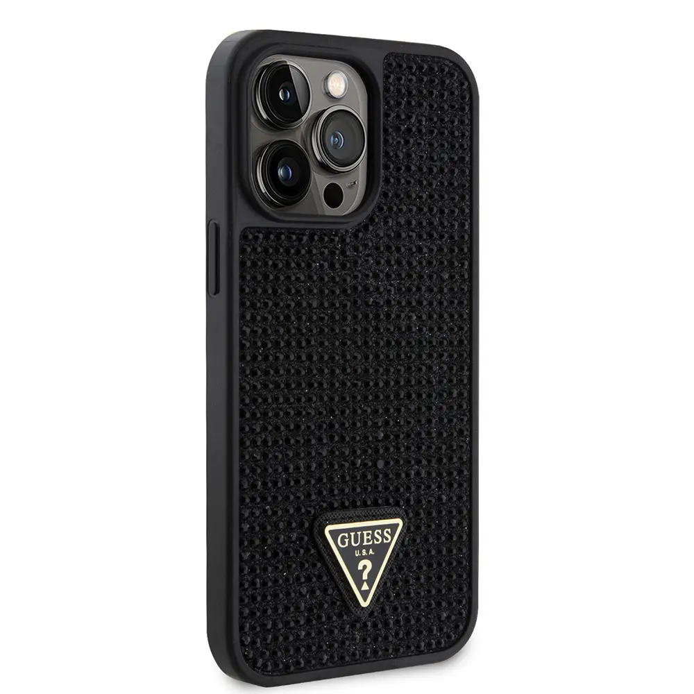 iPhone 13 Pro Max Taşlı Arka Yüzey Üçgen Logolu Kılıf - Guess