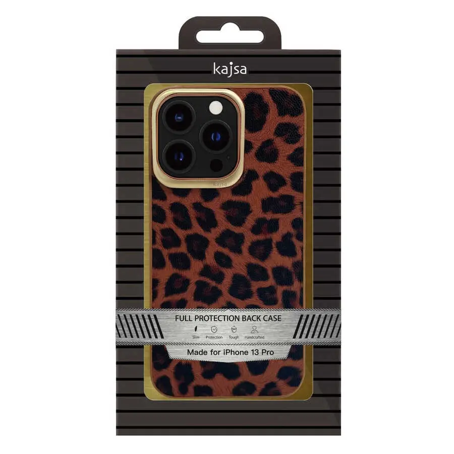iPhone 13 Pro Max Kılıf, Leopar Desenli ve Kablosuz Şarj Uyumlu - Kajsa Glamorous Leopard Combo