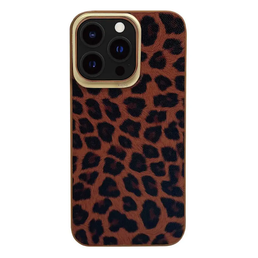 iPhone 13 Pro Max Kılıf, Leopar Desenli ve Kablosuz Şarj Uyumlu - Kajsa Glamorous Leopard Combo