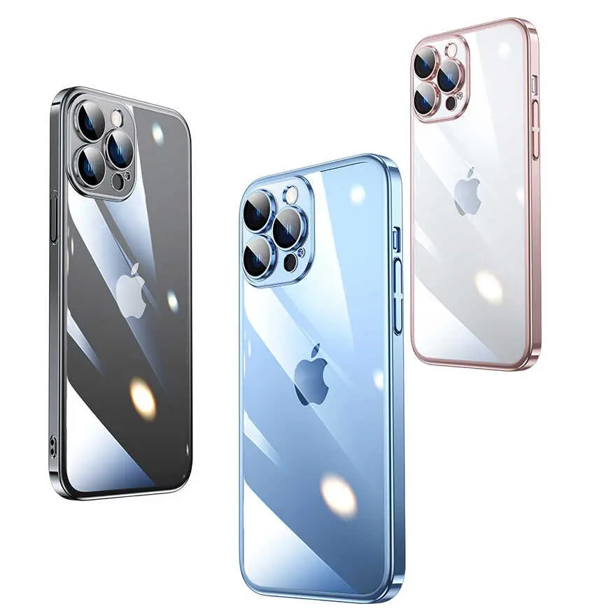 iPhone 13 Pro Max Şeffaf Arka Yüzeyli Renkli Çerçeveli Kılıf - Zore Riksos