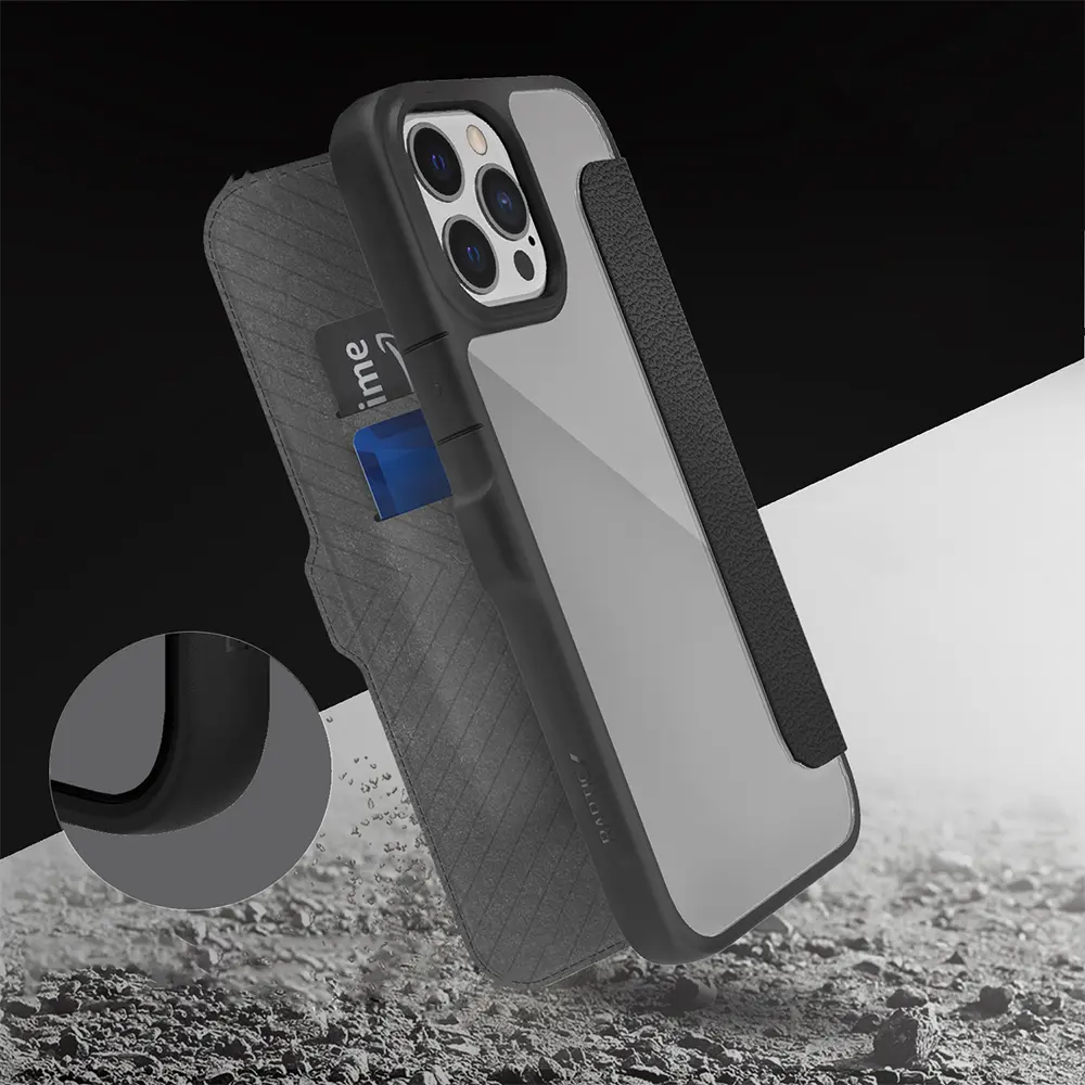 iPhone 13 Pro Max Kartlıklı Şeffaf Arka Yüzeyli Kılıf - Raptic Urban Folio