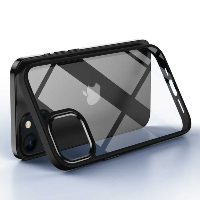 iPhone 13 Pro Max Şeffaf Arka Yüzeyli Kılıf - Zore Krom Kapak