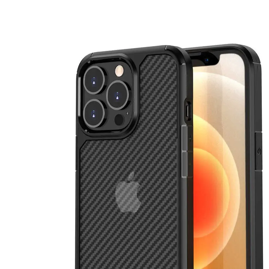 iPhone 13 Pro Max Kılıf, Şeffaf Fiber Yüzeyli - Zore İnoks