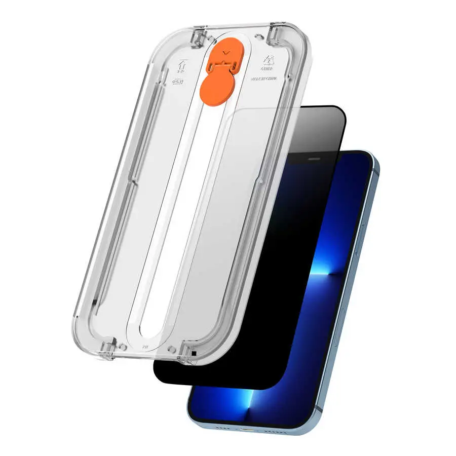 iPhone 13 Pro Max Gizlilik Filtreli Temperli Ekran Koruyucu - Wiwu Easy Install iPrivacy