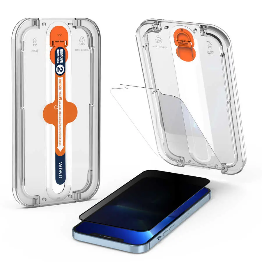 iPhone 13 Pro Max Gizlilik Filtreli Temperli Ekran Koruyucu - Wiwu Easy Install iPrivacy