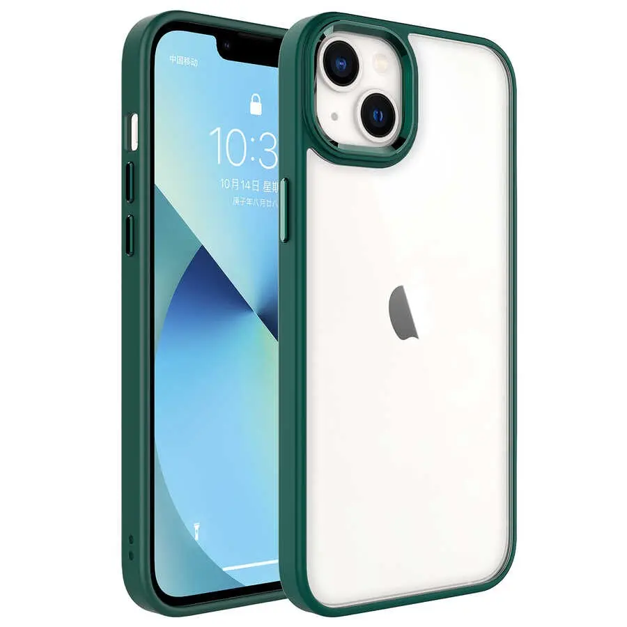 iPhone 14 Şeffaf Arka Yüzeyli Kılıf - Zore Krom Kapak