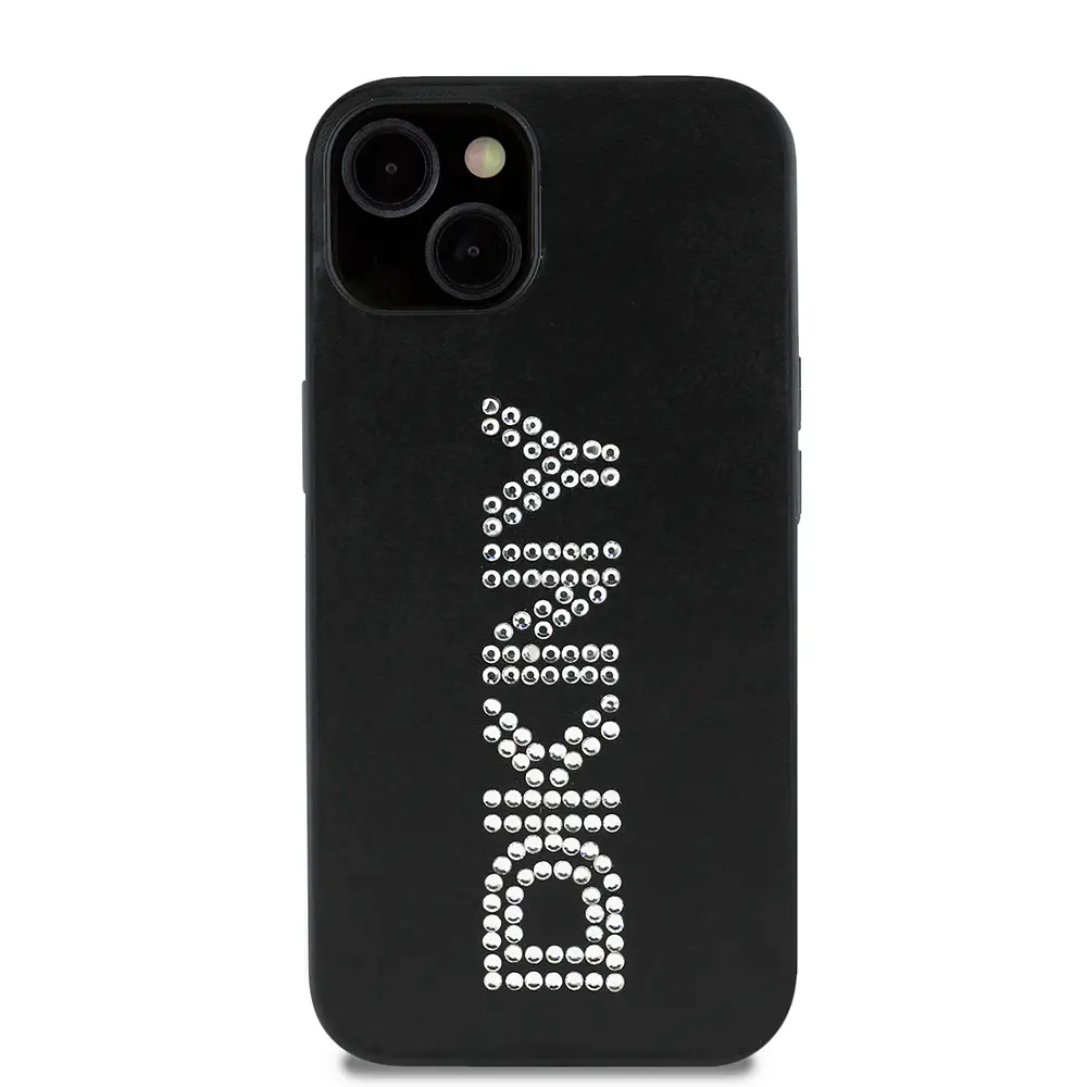 iPhone 14 Taşlı Metalik PU Deri Kılıf - DKNY Lisanslı
