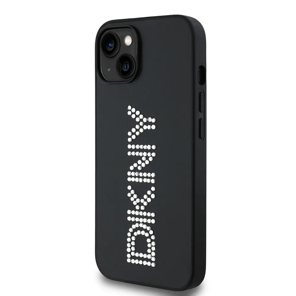 iPhone 14 Taşlı Metalik PU Deri Kılıf - DKNY Lisanslı