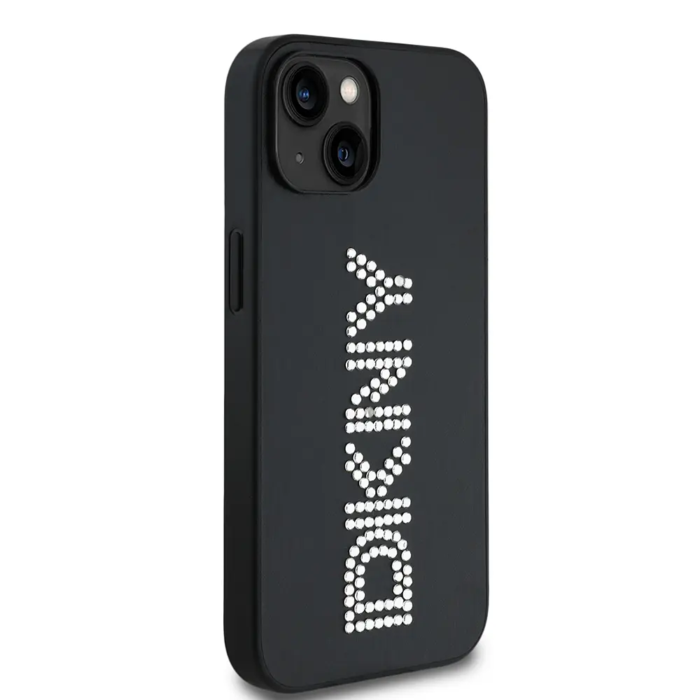 iPhone 14 Taşlı Metalik PU Deri Kılıf - DKNY Lisanslı
