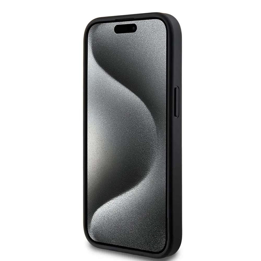 iPhone 14 Taşlı Metalik PU Deri Kılıf - DKNY Lisanslı