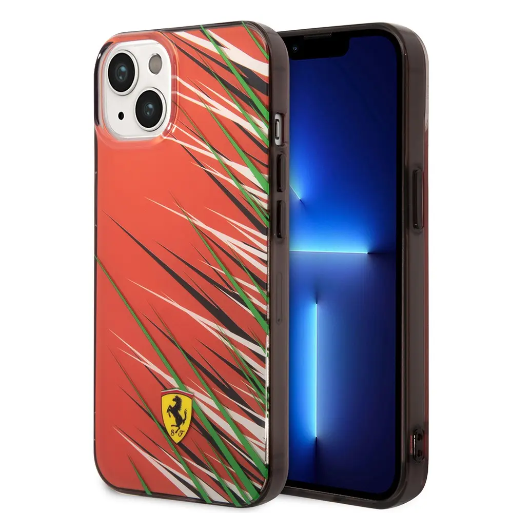 iPhone 14 Kılıf, Lisanslı Ferrari Baskılı Çimen Desenli Kapak