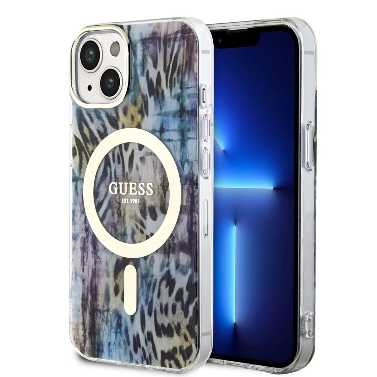 iPhone 14 MagSafe Uyumlu Leopar Desenli Kılıf - Guess