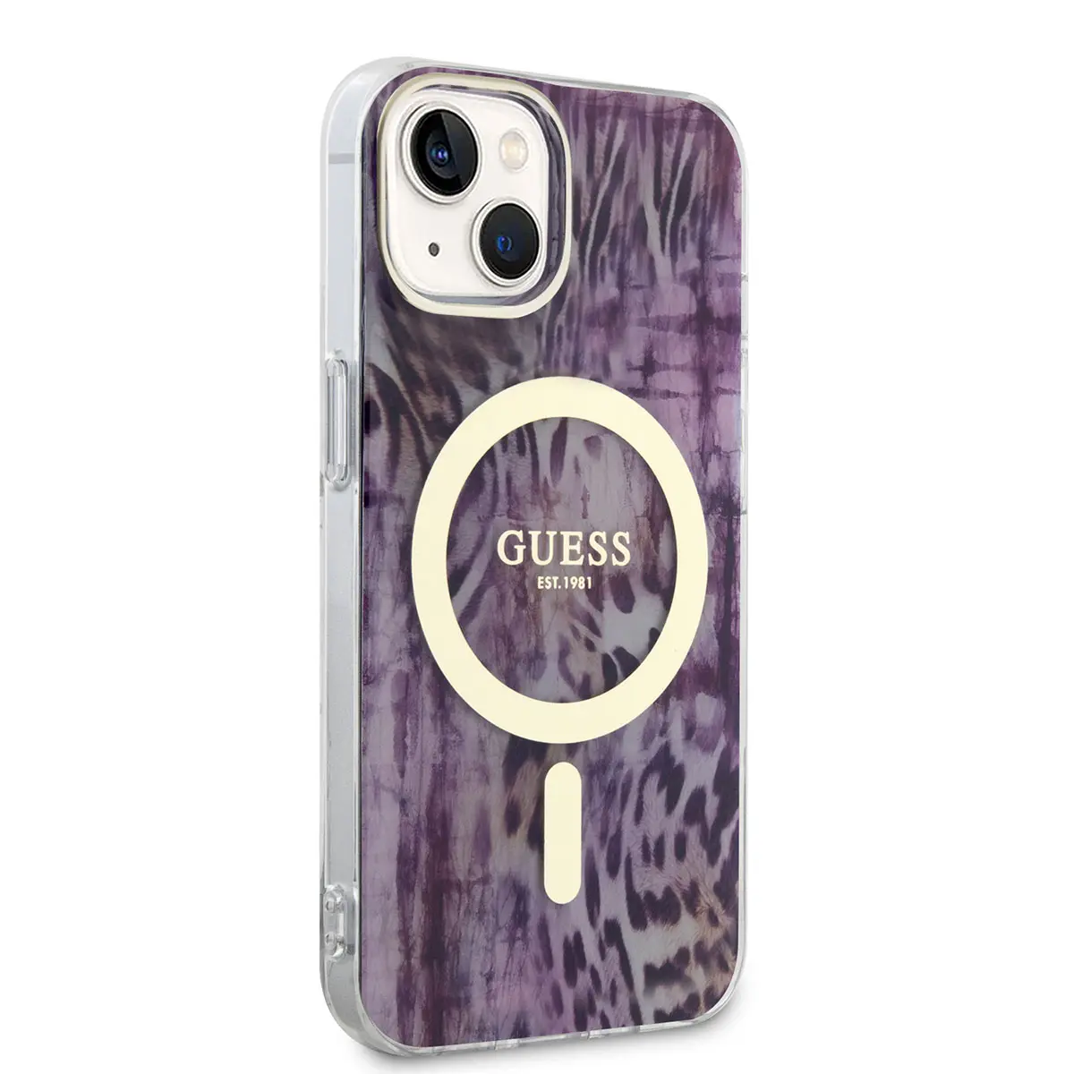iPhone 14 MagSafe Uyumlu Leopar Desenli Kılıf - Guess