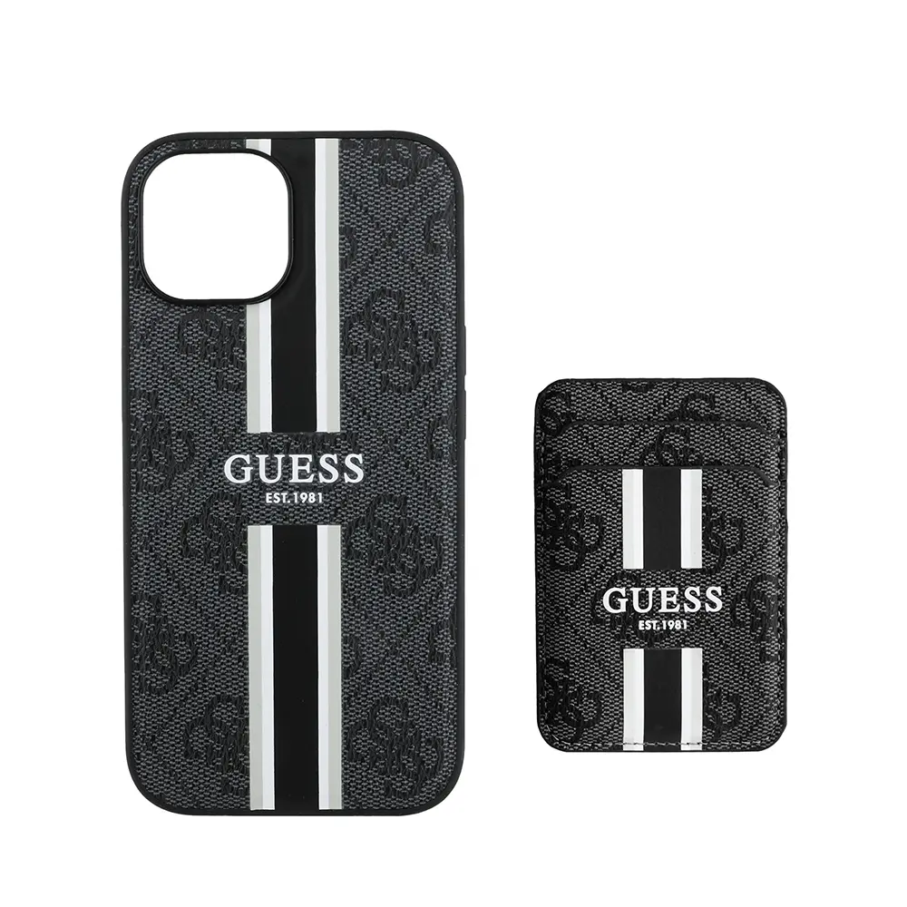 iPhone 14 MagSafe Uyumlu Kartlıklı Kılıf - Guess 4G Desenli