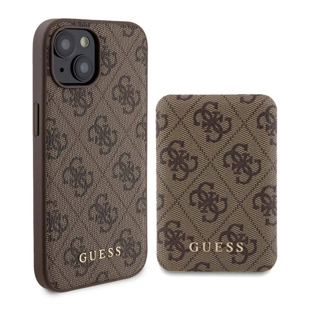 iPhone 14 MagSafe Uyumlu 4G Desenli Kılıf ve 5000 mAh Powerbank Seti - Guess