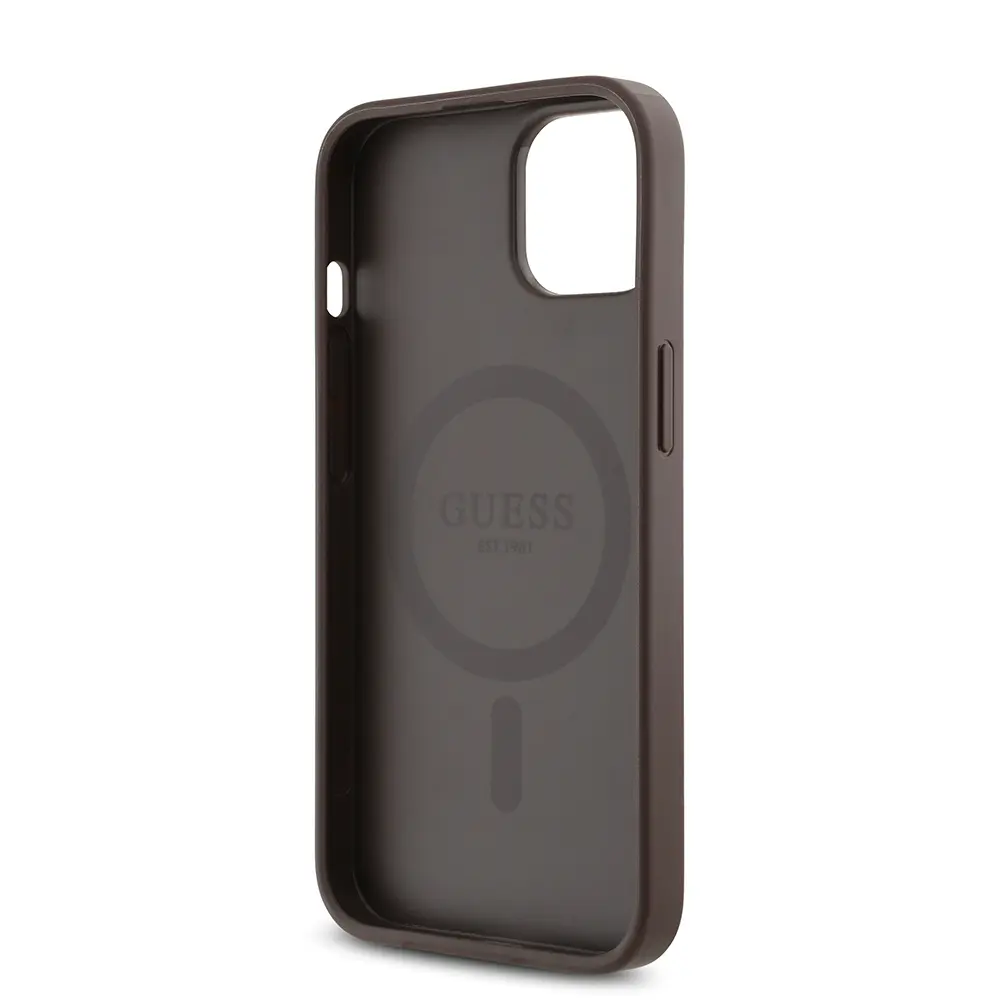 iPhone 14 MagSafe Uyumlu Gül Baskılı Kılıf - Guess 4G Logolu