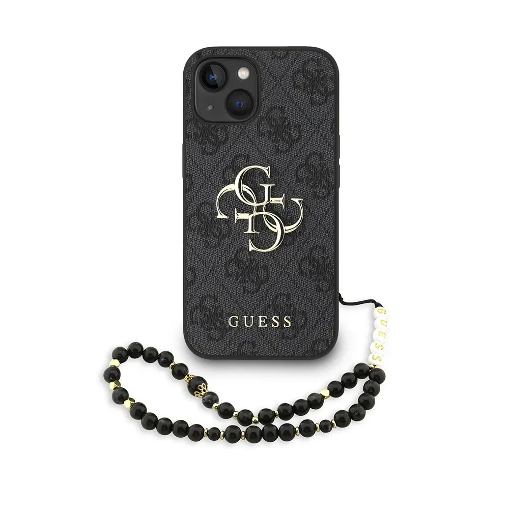 iPhone 14 PU Deri Bilek Askı İpli Lisanslı Kılıf - Guess 4G Logolu