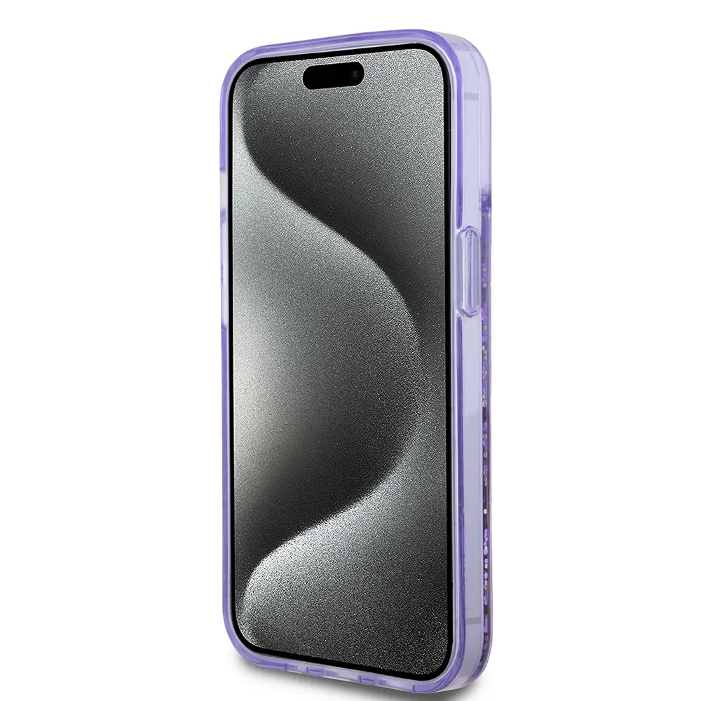 iPhone 14 Transparan Sıvılı Simli Kılıf - Guess Lisanslı