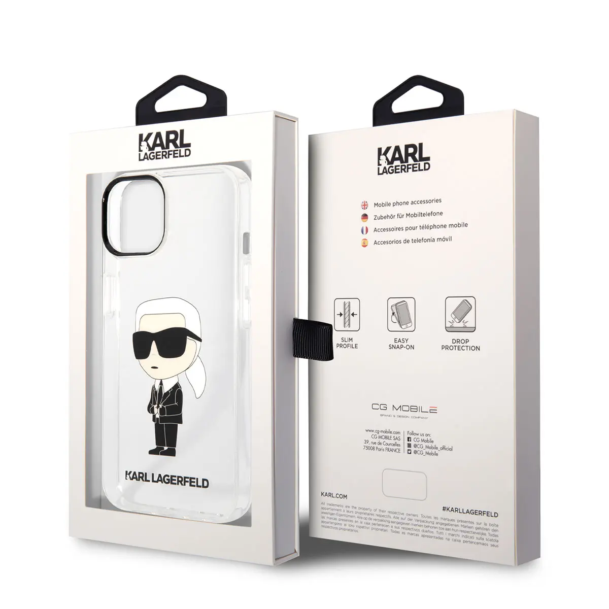 iPhone 14 Şeffaf Kılıf, İkonik Karl Tasarım - Karl Lagerfeld