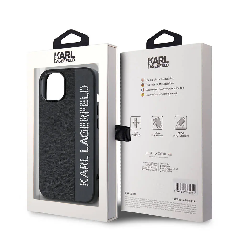iPhone 14 Uyumlu Taşlı Saffiano Kılıf - Karl Lagerfeld KL