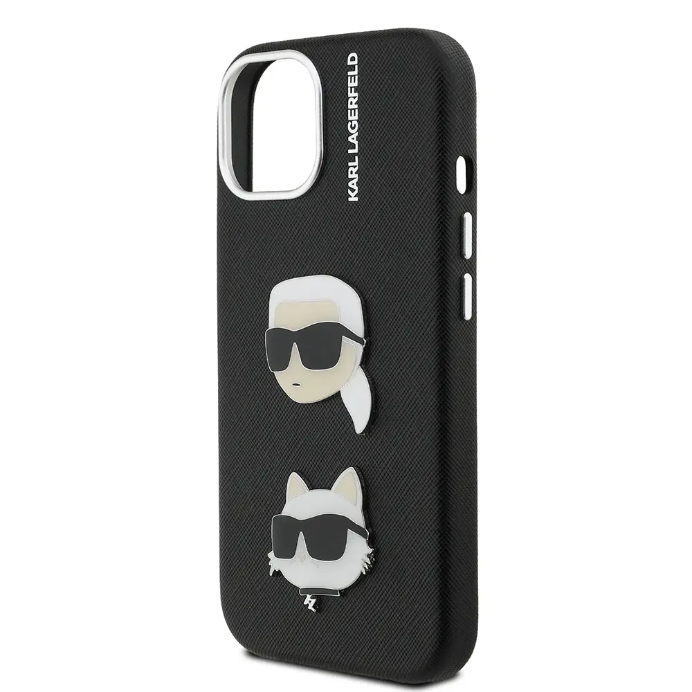 iPhone 14 Kılıf, Karl Lagerfeld K&C Heads Pin Lisanslı Kapak - Siyah