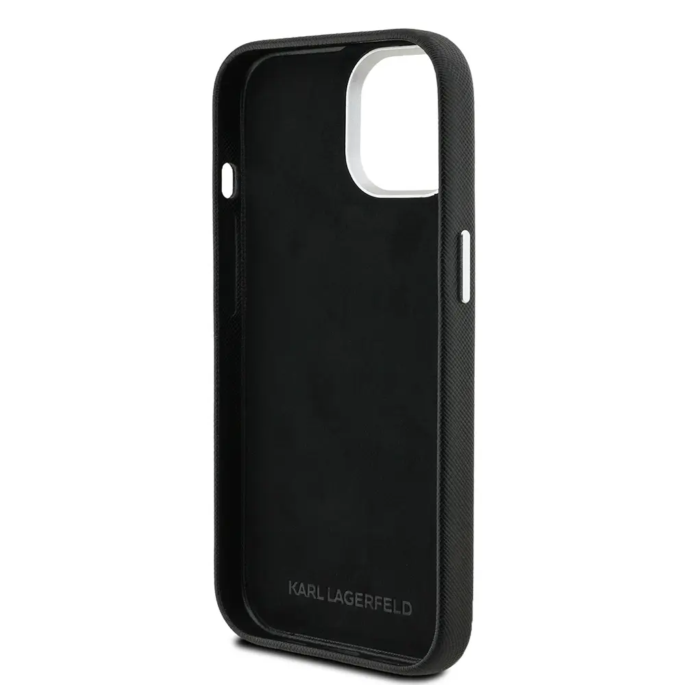 iPhone 14 Kılıf, Karl Lagerfeld K&C Heads Pin Lisanslı Kapak - Siyah