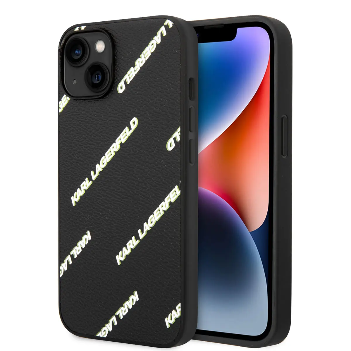iPhone 14 Suni Deri Logolu Kılıf - Karl Lagerfeld