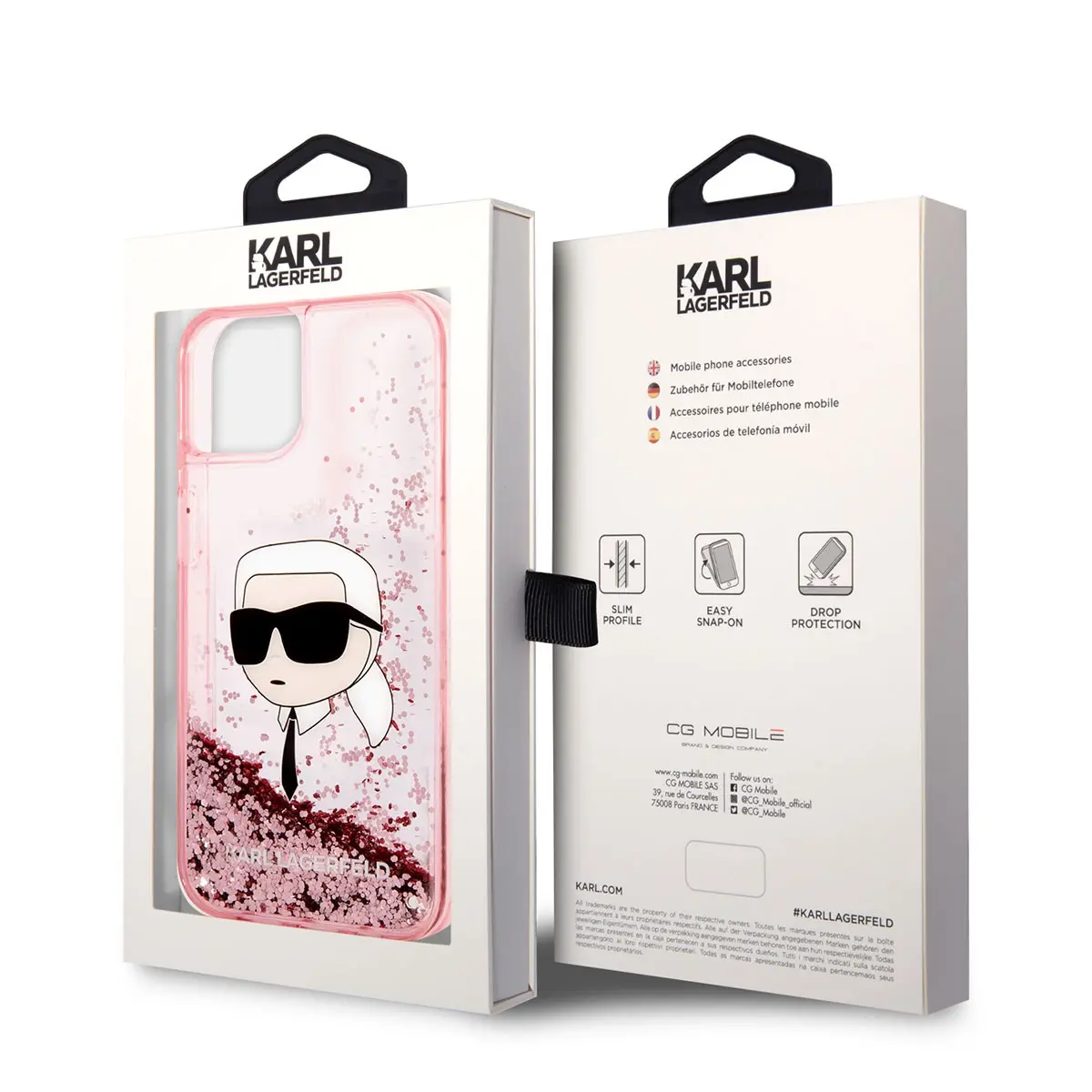 iPhone 14 Sıvılı Simli Karl Head Desenli Kılıf - Karl Lagerfeld