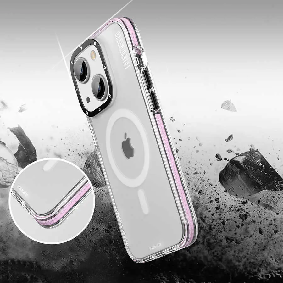iPhone 14 MagSafe Uyumlu Şeffaf Kılıf - Youngkit Jane Sand