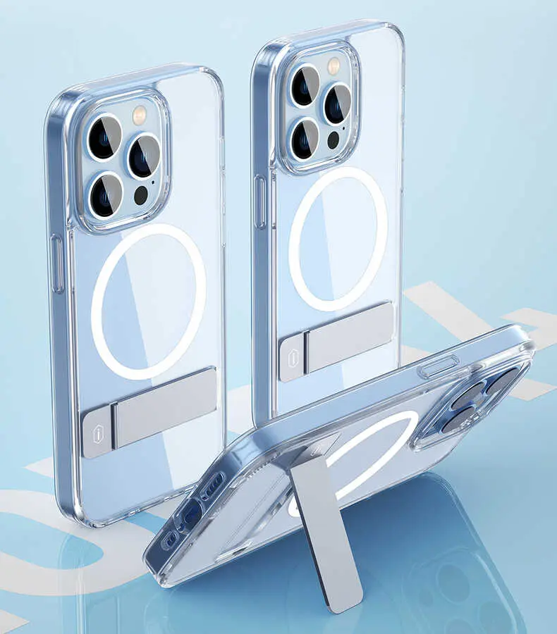 iPhone 14 MagSafe Uyumlu Standlı Şeffaf Kılıf - Wiwu Aurora