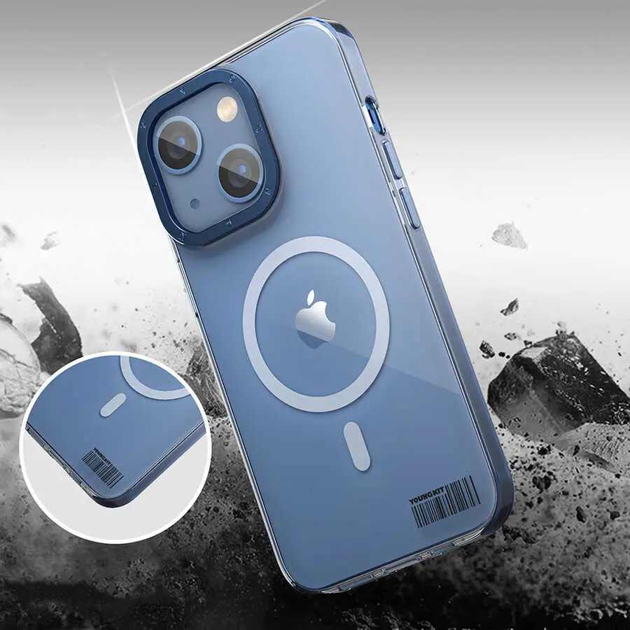 iPhone 14 Plus MagSafe Uyumlu Şeffaf Kılıf - Youngkit Coloured Glaze