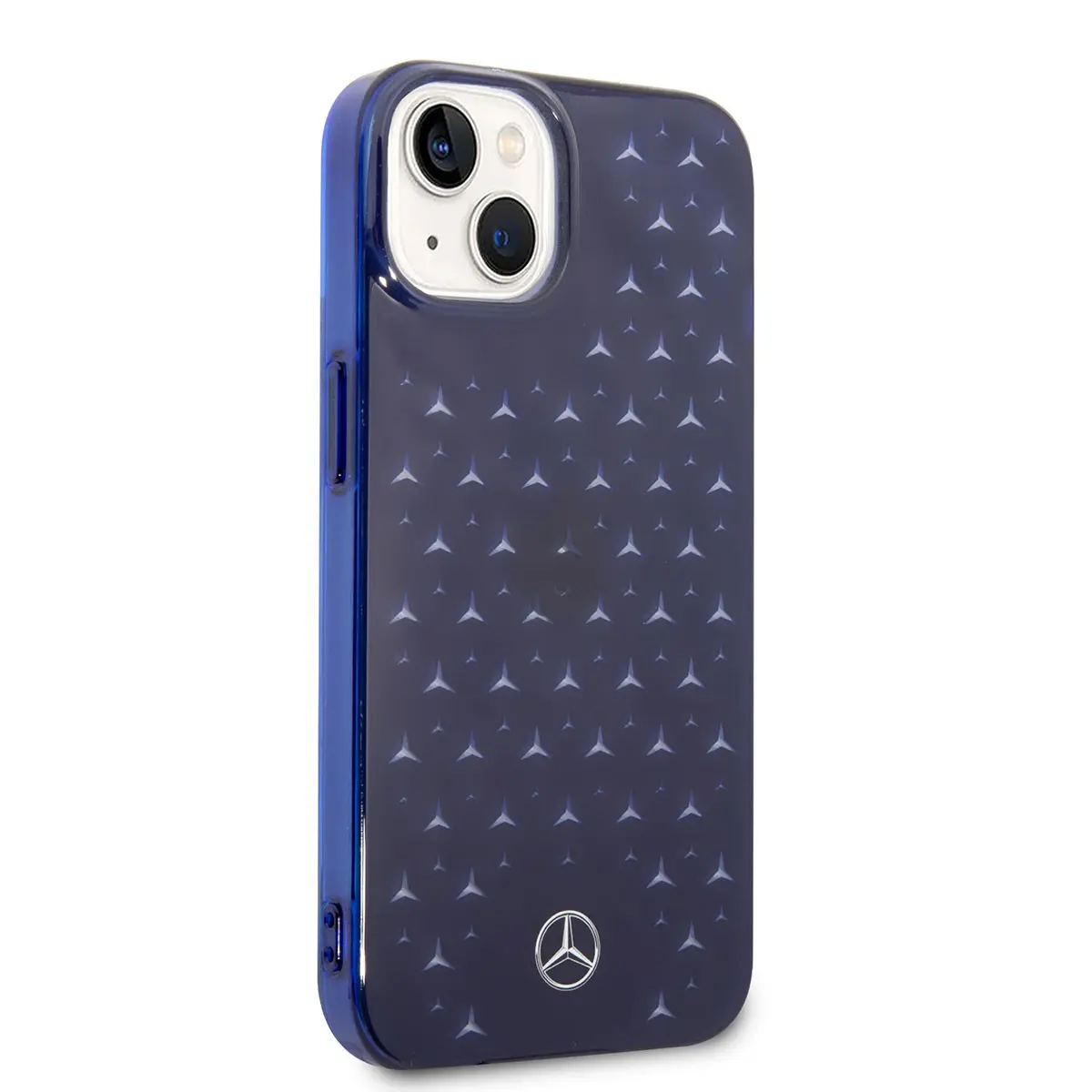iPhone 14 Plus Şeffaf Kılıf, Mercedes Benz Yıldız Desenli - Mavi