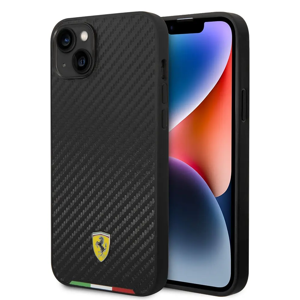 iPhone 14 Plus MagSafe Şarj Özellikli Karbon Kılıf - Ferrari İtalyan Bayrak Dizayn