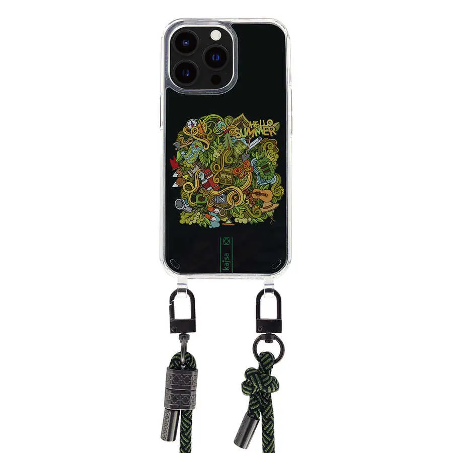 iPhone 14 Plus Şeffaf Desenli İp Askılı Kılıf - Kajsa Missy And Match
