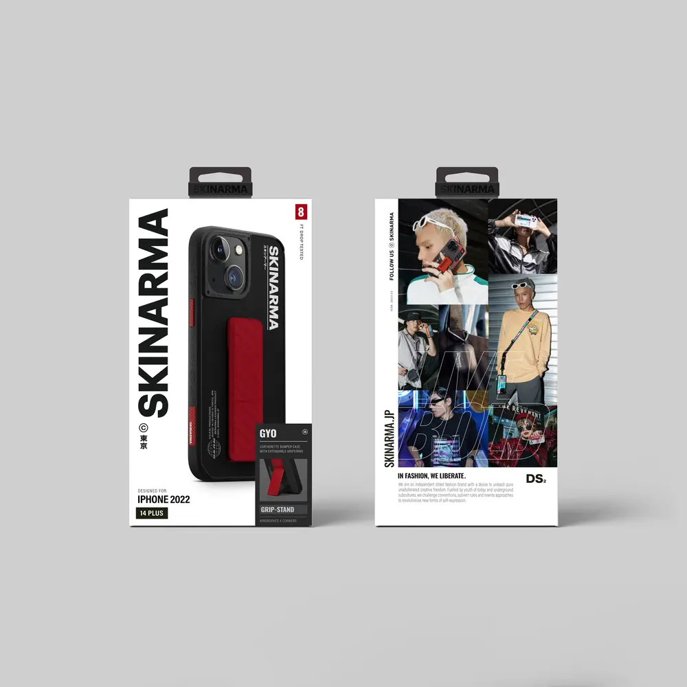 iPhone 14 Plus Standlı Deri Görünümlü Kılıf - Skinarma Gyo
